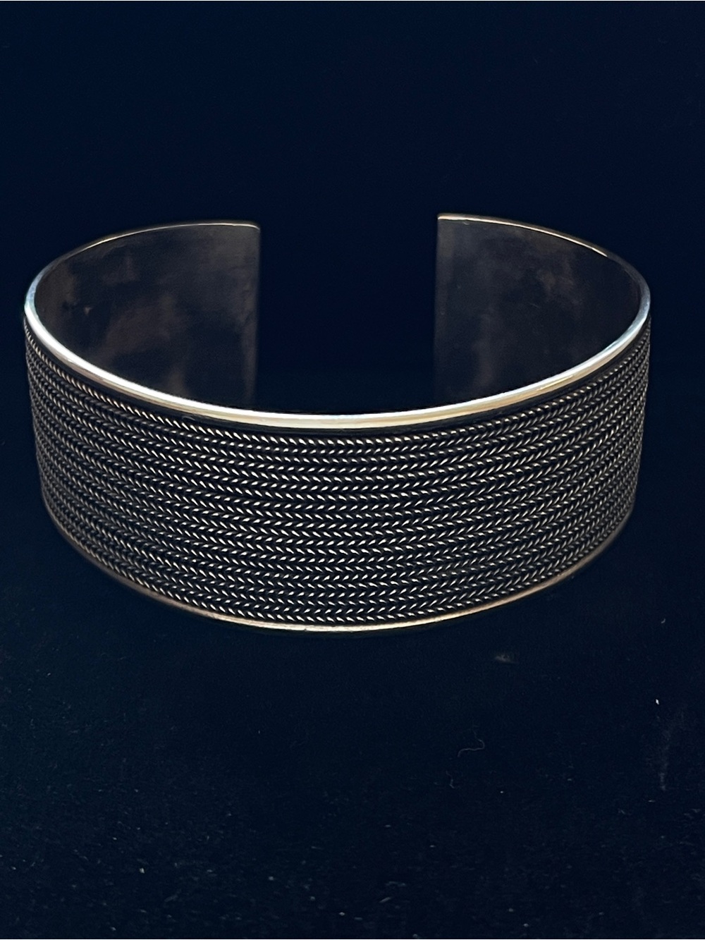 Vintage Sterling Silver Bali Basket Weave Cuff Bracelet 37.79 g